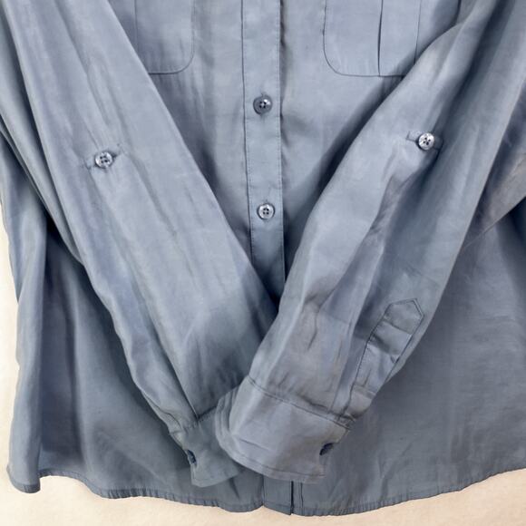 CHICOS Baby Blue Long Sleeve Blouse Sz 1 Women Sz M/8 Light Weight Career Work - Picture 5 of 10